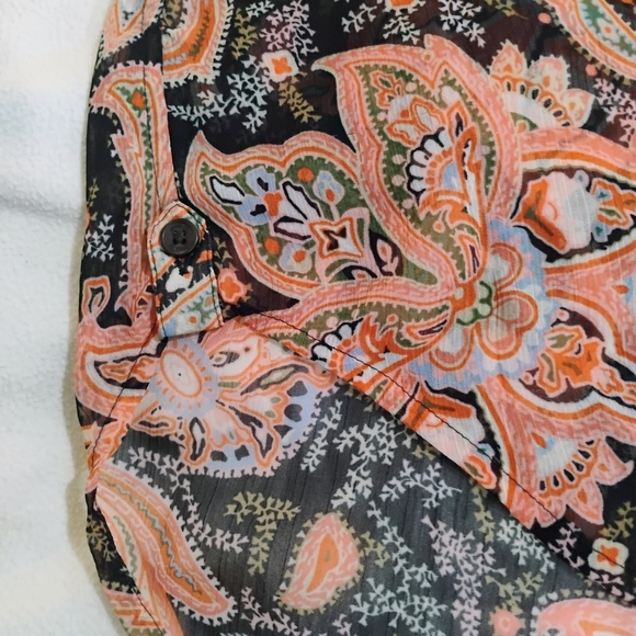 Jones New York Black and Pink Paisley Sheet Button Down Shirt - Picture 2 of 12